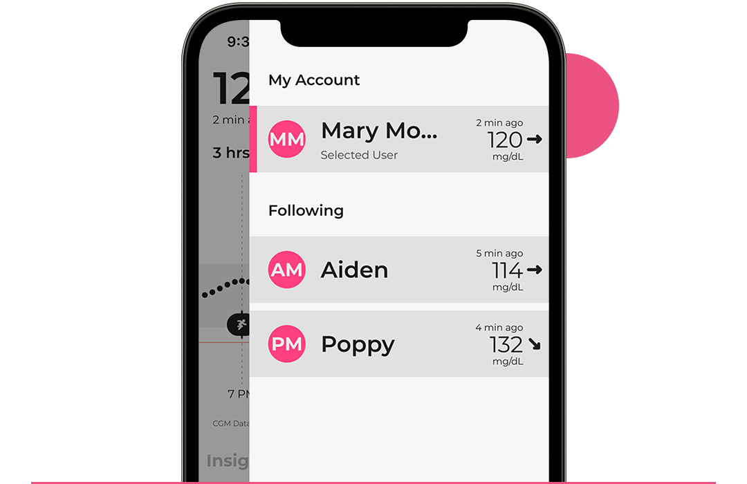 Sugarmate app account menu