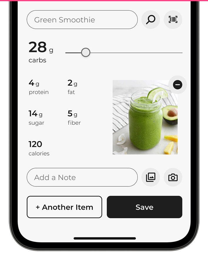 Sugarmate app food entry